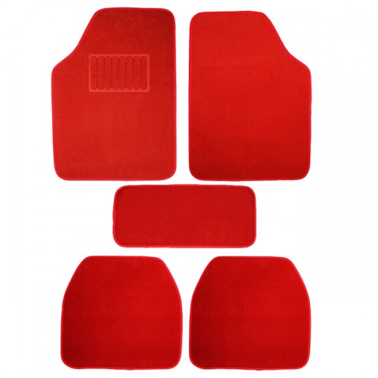 Μοκέτες Αυτοκινήτου Luxury Κόκκινες 5Τμχ