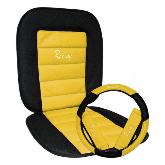 Πλατοκαθίσματα Αυτοκινήτου Racing Κίτρινα 3 Τεμάχια