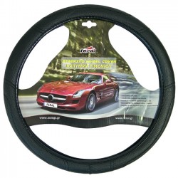 Κάλυμμα Τιμονιού Αυτοκινήτου Δερματίνη Με Γαζιά Μαύρο xxl 45cm