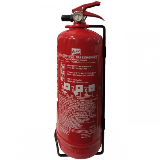Πυροσβεστήρας 2kgs Σκόνης Με Μανόμετρο Και Βάση Στήριξης