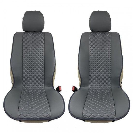 Πλατοκαθίσματα Aυτοκινήτου Δερματίνη Royal Ζευγάρι 2 Τεμάχια Μπροστινά Γκρι