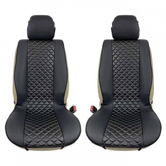 Πλατοκαθίσματα Aυτοκινήτου Δερματίνη Royal Ζευγάρι 2 Τεμάχια Μπροστινά Μαύρα