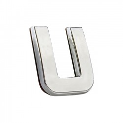Αυτοκόλλητο Γράμμα Χρωμίου 3D "U" 2.7x2.5cm 1Τμχ