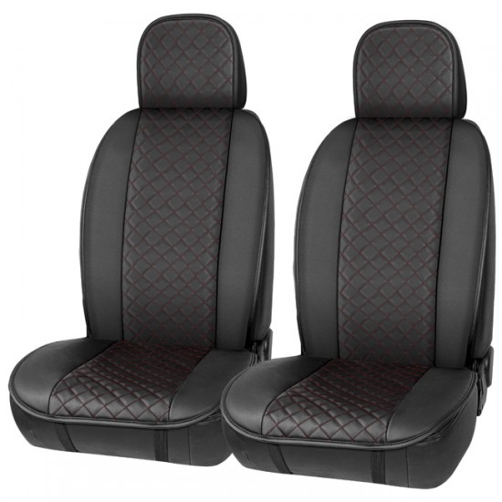 Πλατοκαθίσματα Αυτοκινήτου Elegance Μαύρο Με Κόκκινη Ραφή 2 Τεμάχια