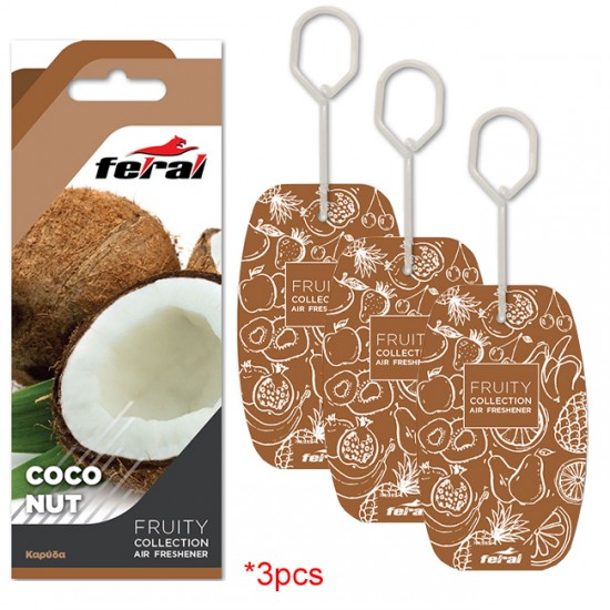 Σετ Αρωματικών Αυτοκινήτου Feral Fruity Collection Coconut 3τμχ