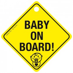 Σήμα "Baby On Board" Κίτρινο Πλέξιγκλας Με Βεντούζα