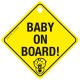 Σήμα "Baby On Board" Κίτρινο Πλέξιγκλας Με Βεντούζα