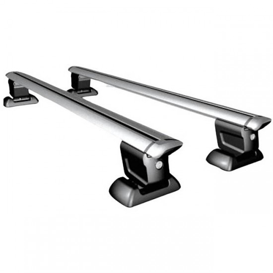 Μπάρες Οροφής Αλουμινίου Αεροδυναμικές Universal Rackit RK009C-135cm Fix-Point Σετ Με Πόδια Και Κλειδαριά Ασημί 2 Τεμάχια