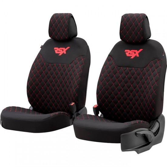 Ημικαλύμματα Μπροστινών Καθισμάτων Otom RSX Sport Ύφασμα Κεντητό Καπιτονέ Μαύρο Με Κόκκινη Ραφή RSXL-102 2 Τεμάχια