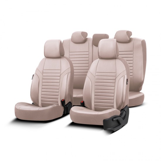 Καλύμματα Αυτοκινήτου Otom Coral Design Universal Full Δερματίνη Σετ Εμπρός / Πίσω Μπεζ CRΑL-102 11 Τεμαχίων