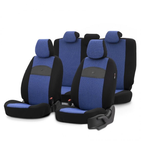 Καλύμματα Αυτοκινήτου Otom Smart Design Universal Ύφασμα / Δερματίνη Σετ Εμπρός / Πίσω Μαύρο / Μπλε SLTSMT104-NZ 11 Τεμαχίων
