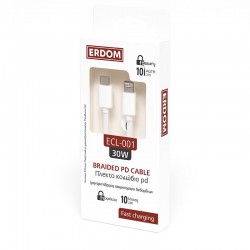 Καλώδιο Φόρτισης Και Μεταφοράς Δεδομένων Για Type-C σε lightning 30W Erdom ECL-001 λευκό 1m 1 Τεμάχιο