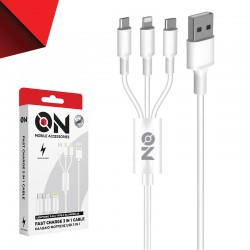 ON Mobile Accessories Καλώδιο USB Φόρτισης 3 σε 1 για Lightning Micro Type-C