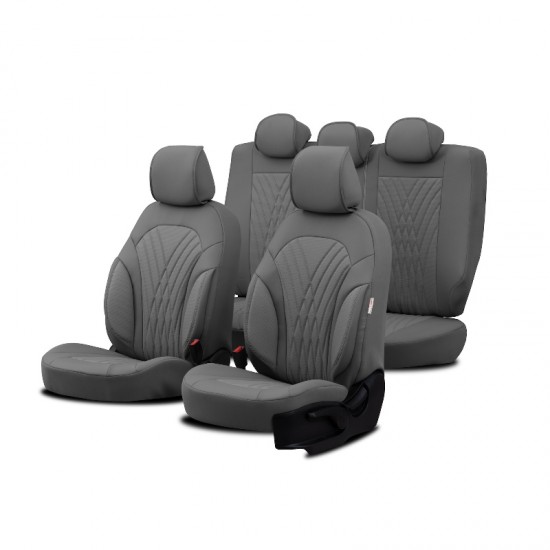 Καλύμματα Αυτοκινήτου Otom Progressive Design Universal Full Δερματίνη Σετ Εμπρός / Πίσω Μαύρο / Γκρι PRG-103 11 Τεμαχίων