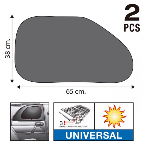 Ηλιοπροστασία Αυτοκινήτου Feral Για Τα Πλαϊνά Τζάμια Οβάλ Super UV 65x38cm 2 Τεμάχια