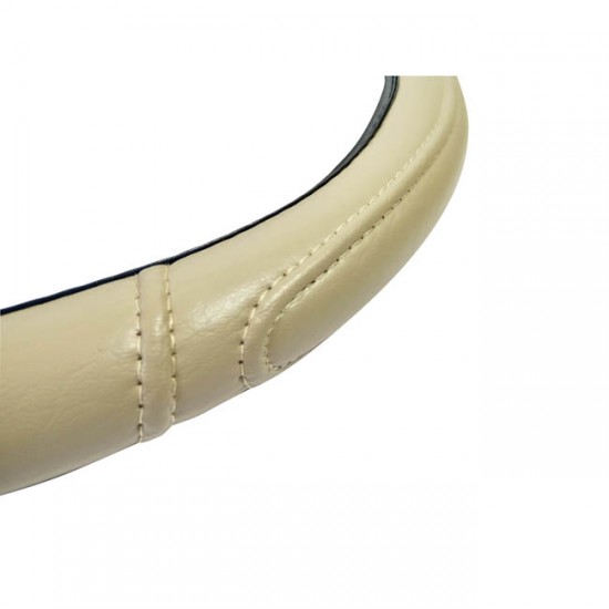 Κάλυμμα Τιμονιού Αυτοκινήτου Δερματίνη Με Γαζιά Μπεζ Large 40cm