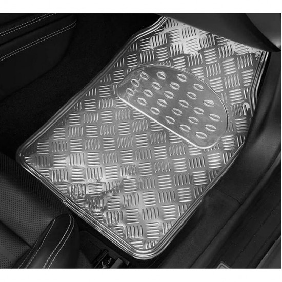 Πατάκια Αυτοκινήτου Αλουμινίου Universal Ασημί 4 Τεμάχια