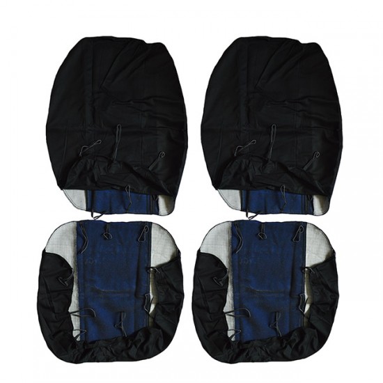 Καλύμματα Αυτοκινήτου Smart Style Μαύρο-Μπλε Σετ 8 Τεμάχια