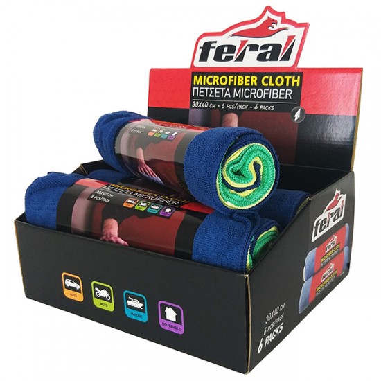 Πετσέτα Microfiber 30x40cm Feral Ρολό 6 Τεμαχίων
