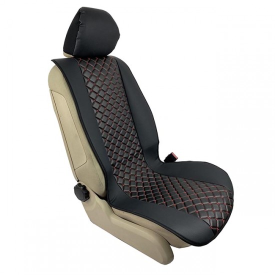 Πλατοκαθίσματα Aυτοκινήτου Δερματίνη Royal Ζευγάρι 2 Τεμάχια Μπροστινά Μαύρα Με Κόκκινη Ραφή