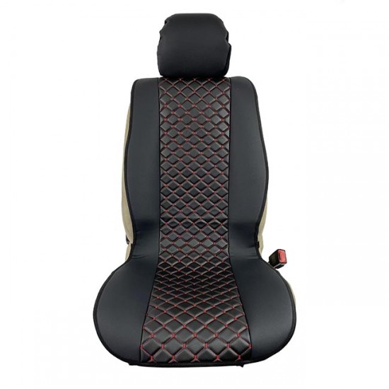 Πλατοκαθίσματα Aυτοκινήτου Δερματίνη Royal Ζευγάρι 2 Τεμάχια Μπροστινά Μαύρα Με Κόκκινη Ραφή