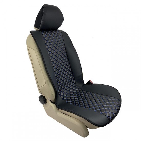 Πλατοκαθίσματα Aυτοκινήτου Δερματίνη Royal Ζευγάρι 2 Τεμάχια Μπροστινά Μαύρα Με Μπλε Ραφή