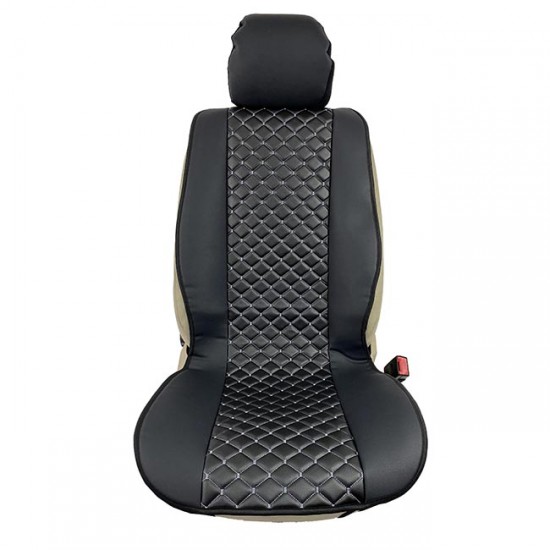 Πλατοκαθίσματα Aυτοκινήτου Δερματίνη Royal Ζευγάρι 2 Τεμάχια Μπροστινά Μαύρα Με Γκρι Ραφή