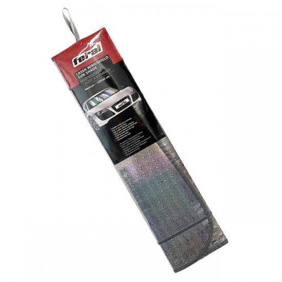 Ηλιοπροστασία Παρμπρίζ Αλουμινίου Laser Ιριδίζουσα Medium 145x60cm Feral