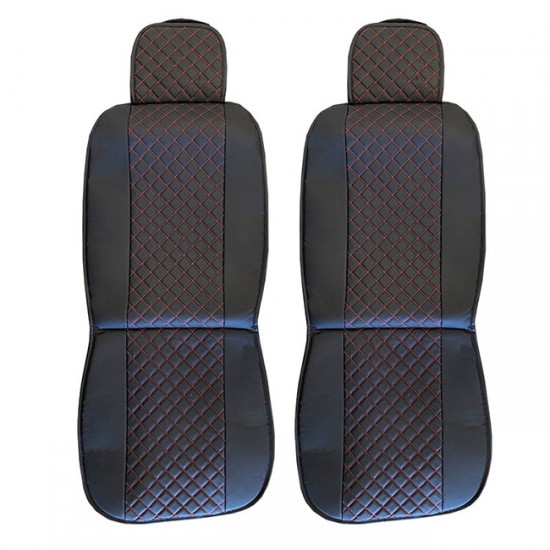 Πλατοκαθίσματα Αυτοκινήτου Elegance Μαύρο Με Κόκκινη Ραφή 2 Τεμάχια