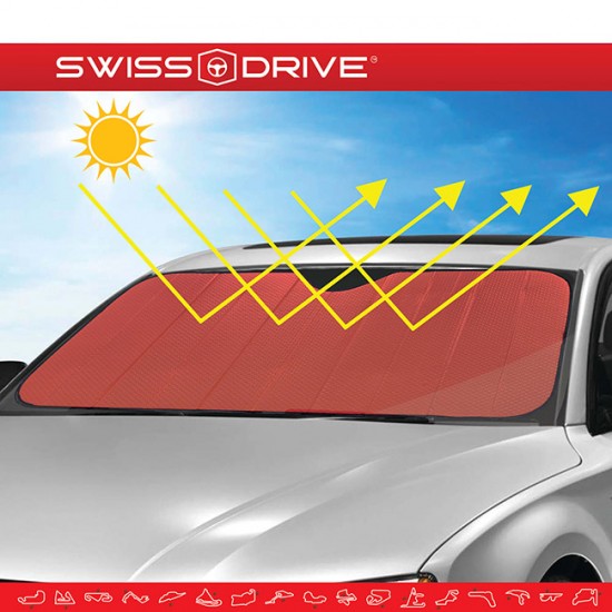 Ηλιοπροστασία Παρμπρίζ Αλουμινίου Κόκκινο Matte Large ΜΑΤΤRED 145x70cm 1Τμχ