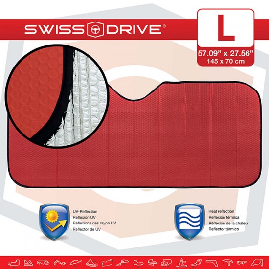 Ηλιοπροστασία Παρμπρίζ Αλουμινίου Κόκκινο Matte Large ΜΑΤΤRED 145x70cm 1Τμχ