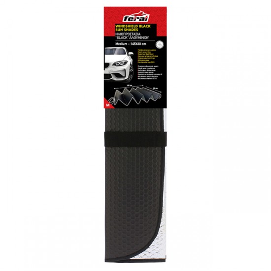 Ηλιοπροστασία Παρμπρίζ Αλουμινίου ''Black'' Feral Μαύρο Matte Medium 145x60cm 1Τμχ