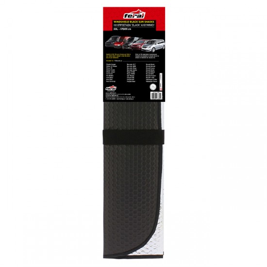 Ηλιοπροστασία Παρμπρίζ Αλουμινίου ''Black'' Feral Μαύρο Matte XX-Large 175x90cm 1Τμχ