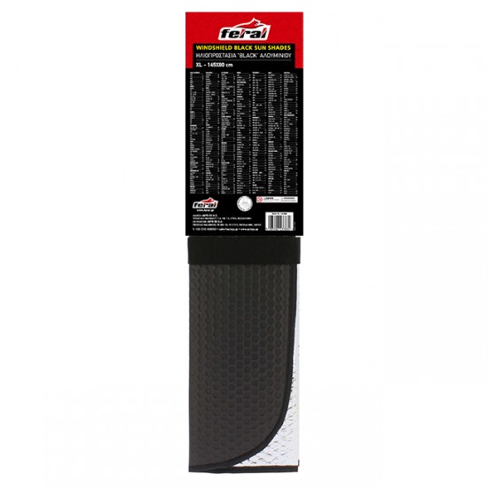 Ηλιοπροστασία Παρμπρίζ Αλουμινίου ''Black'' Feral Μαύρο Matte X-Large 145x80cm 1Τμχ