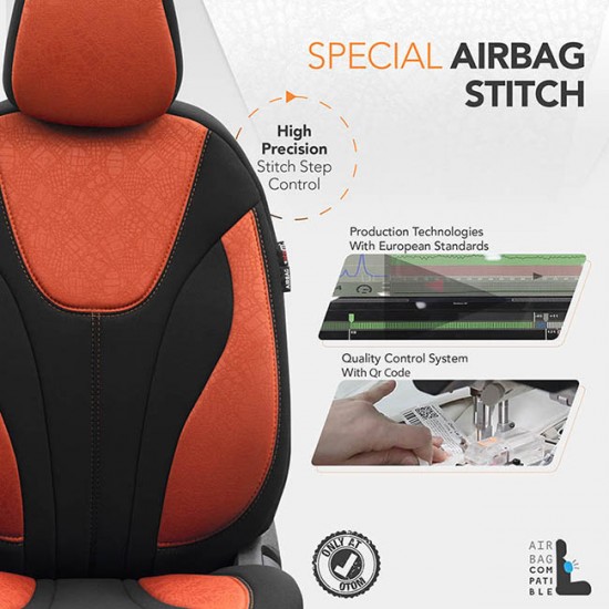 Καλύμματα Αυτοκινήτου Otom Ruby Design Universal Βαμβακερό Ύφασμα Rachel Σετ Εμπρός / Πίσω "Terracota" Μαύρο / Κεραμιδί RBY-1204 11 Τεμαχίων