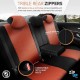Καλύμματα Αυτοκινήτου Otom Ruby Design Universal Βαμβακερό Ύφασμα Rachel Σετ Εμπρός / Πίσω "Terracota" Μαύρο / Κεραμιδί RBY-1204 11 Τεμαχίων