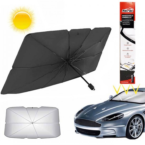 Ηλιοπροστασία Παρμπρίζ "Ομπρέλα" Με Χερούλι Feral Medium135x68cm 1 Τεμάχιο