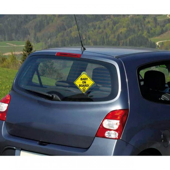 Σήμα "Baby On Board" Κίτρινο Πλέξιγκλας Με Βεντούζα