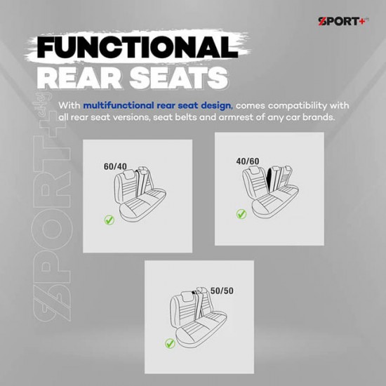 Καλύμματα Αυτοκινήτου Otom Sport Plus City Design Universal Βαμβακερό Ύφασμα / Rachel / Δερματίνη Σετ Εμπρός / Πίσω  Με Ενσωματωμένα Προσκέφαλα Μαύρο SPTPLS-101CTY 11 Τεμαχίων