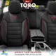 Καλύμματα Αυτοκινήτου Otom Toro Design Universal Βαμβακερό Ύφασμα / Δερματίνη Σετ Εμπρός / Πίσω Μαύρο - Κόκκινο ΤRΟ-901 11 Τεμάχια