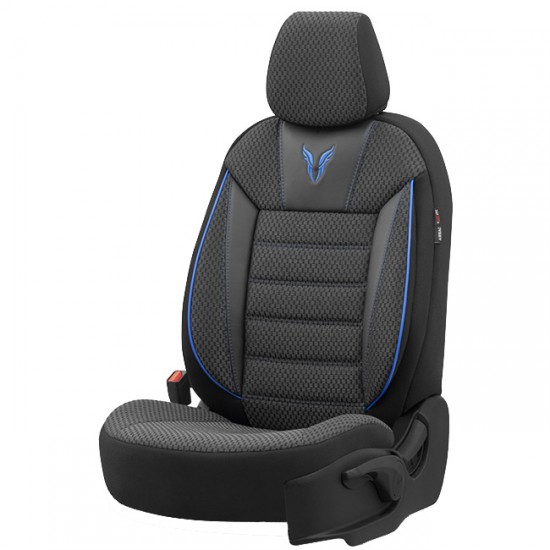 Καλύμματα Αυτοκινήτου Otom Toro Design Universal Βαμβακερό Ύφασμα / Δερματίνη Σετ Εμπρός / Πίσω Μαύρο - Μπλε ΤRΟ-903 11 Τεμάχια