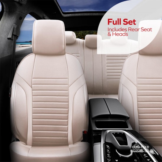 Καλύμματα Αυτοκινήτου Otom Coral Design Universal Full Δερματίνη Σετ Εμπρός / Πίσω Μπεζ CRΑL-102 11 Τεμαχίων