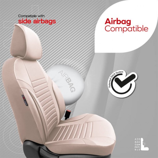 Καλύμματα Αυτοκινήτου Otom Coral Design Universal Full Δερματίνη Σετ Εμπρός / Πίσω Μπεζ CRΑL-102 11 Τεμαχίων