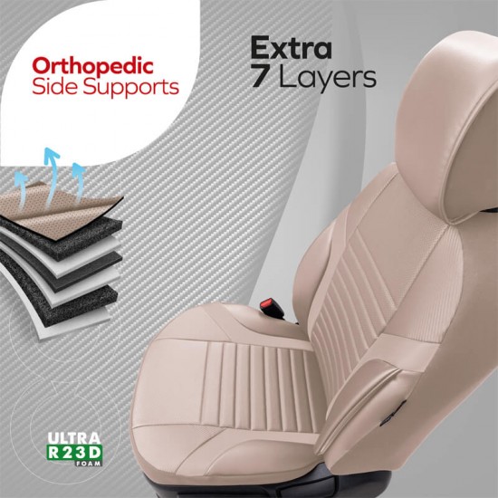 Καλύμματα Αυτοκινήτου Otom Coral Design Universal Full Δερματίνη Σετ Εμπρός / Πίσω Μπεζ CRΑL-102 11 Τεμαχίων