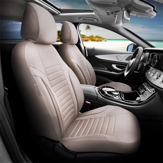 Καλύμματα Αυτοκινήτου Otom Coral Design Universal Full Δερματίνη Σετ Εμπρός / Πίσω Μπεζ CRΑL-102 11 Τεμαχίων