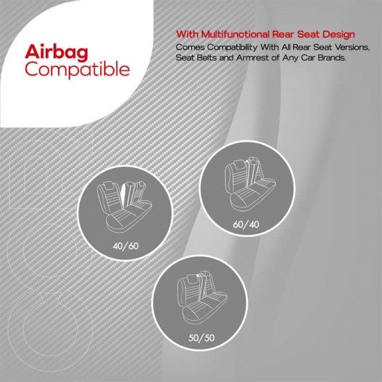 Καλύμματα Αυτοκινήτου Otom Coral Design Universal Full Δερματίνη Σετ Εμπρός / Πίσω Μαύρο CRΑL-101 11 Τεμαχίων