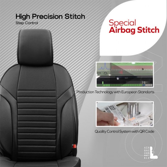 Καλύμματα Αυτοκινήτου Otom Coral Design Universal Full Δερματίνη Σετ Εμπρός / Πίσω Μαύρο CRΑL-101 11 Τεμαχίων