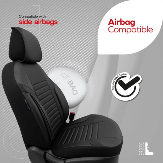 Καλύμματα Αυτοκινήτου Otom Coral Design Universal Full Δερματίνη Σετ Εμπρός / Πίσω Μαύρο CRΑL-101 11 Τεμαχίων