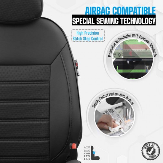 Καλύμματα Αυτοκινήτου Otom Premium Design Universal Full Δερματίνη Σετ Εμπρός / Πίσω Μαύρο PRM-101 11 Τεμάχια