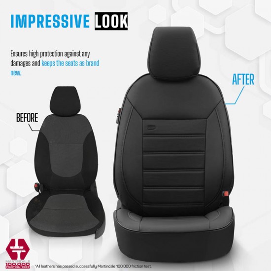 Καλύμματα Αυτοκινήτου Otom Premium Design Universal Full Δερματίνη Σετ Εμπρός / Πίσω Μαύρο PRM-101 11 Τεμάχια